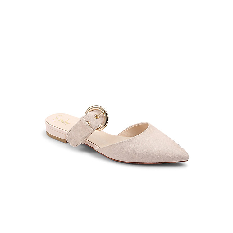 Giày Nữ, Giày Sục Cao Gót Erosska Da Lộn Phối Belt Thời Trang Cao 2cm - EM023 (Màu Nude)