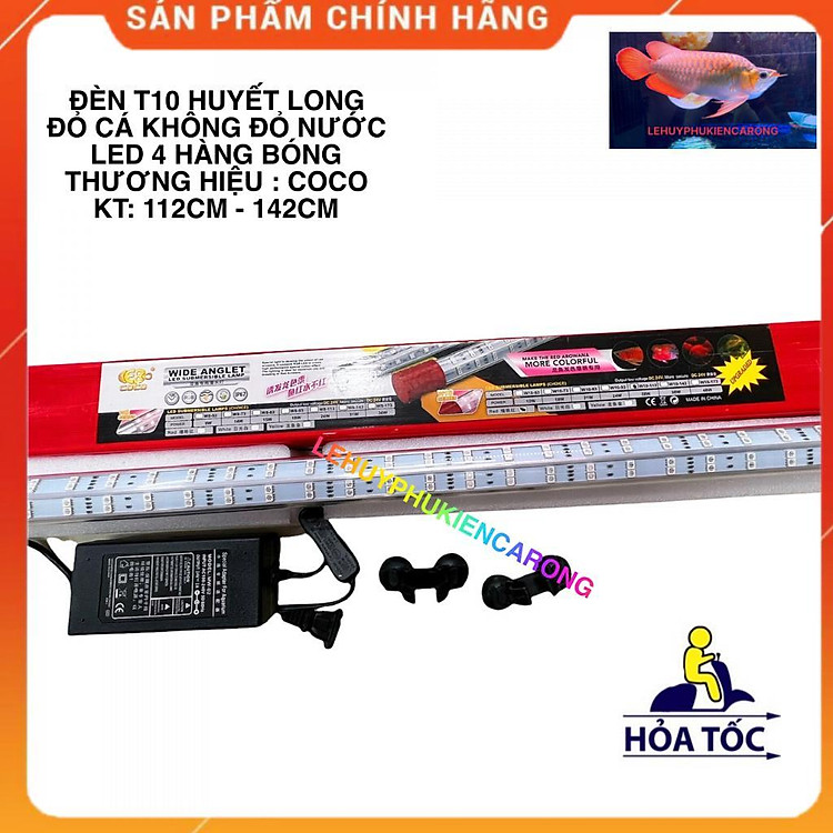 Đèn Led Cá Rồng T10 Đỏ Cá Không Đỏ Nước 4 Hàng Bóng Kích Thước 112cm, 142cm - Tanning Cho Cá Rồng Huyết Long