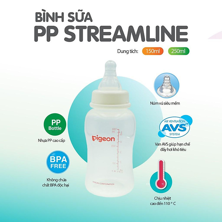 Bình sữa cổ hẹp Pigeon 250ml Chính hãng Giá rẻ - Hình ảnh 4