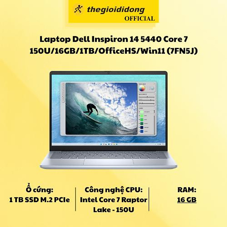 Laptop Dell Inspiron 14 5440 Core 7 150U/16GB/1TB/OfficeHS/Win11 (7FN5J) - Hàng Chính Hãng