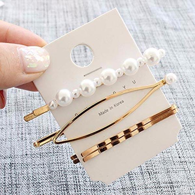 Set 3 kẹp tóc ngọc trai Hàn Quốc xinh xắn (mẫu 9)