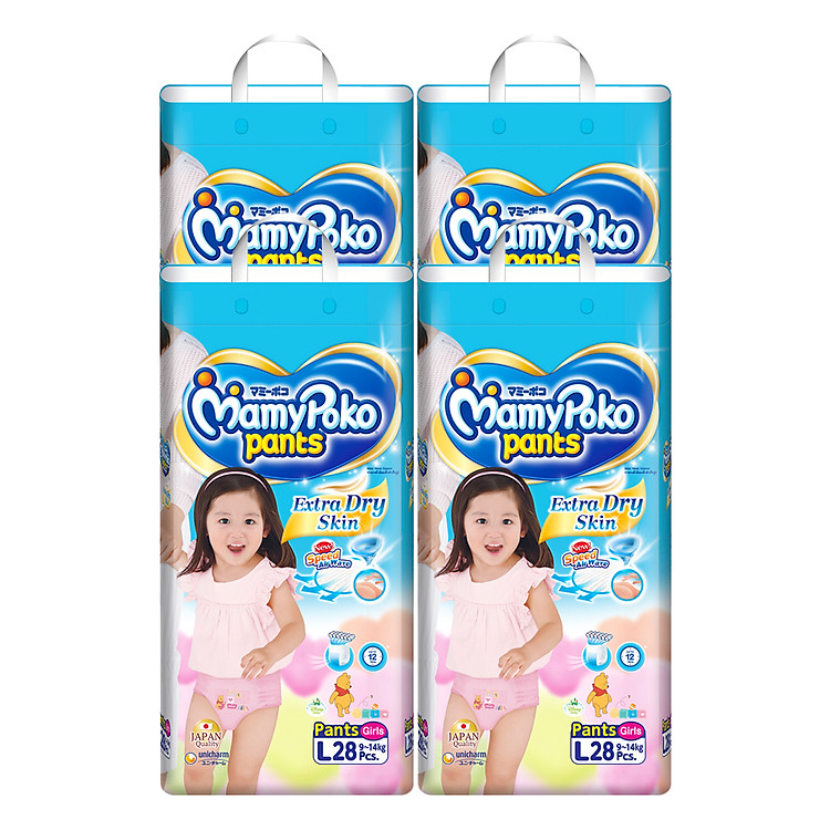 Combo 4 Gói Tã Quần Bé Gái Gói Lớn MamyPoko L28 (28 Miếng / Gói)