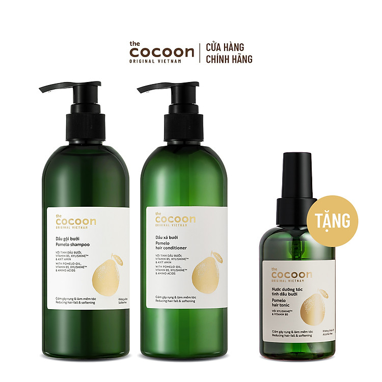 SPECIAL COMBO gội xả bưởi không sulfate giảm gãy rụng tóc Cocoon (tặng 1 nước dưỡng tóc tinh dầu bưởi Cocoon 140ml)