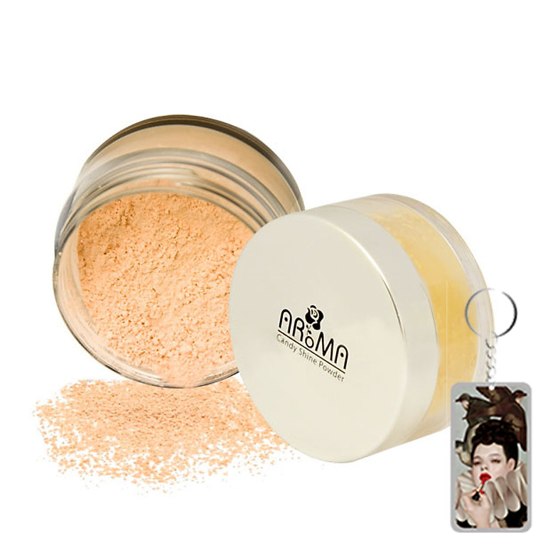 Phấn phủ bột kiềm dầu Aroma Candy Shine Powder Hàn Quốc 10g tặng kèm móc khoá