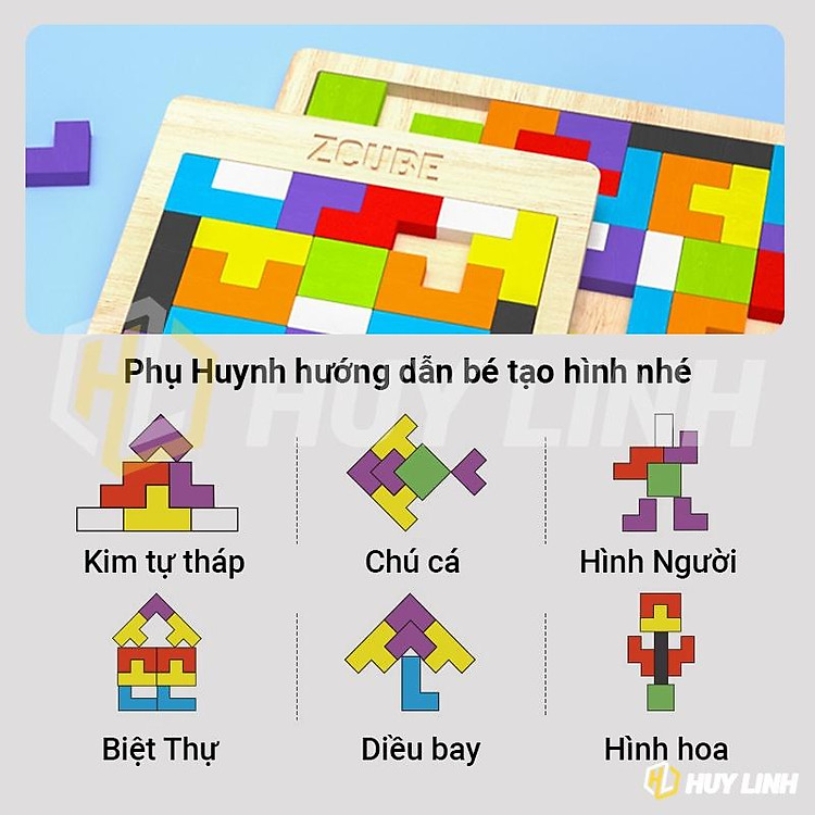 Đồ chơi gỗ Montessori HL199 Zcube Chính hãng Giá rẻ - Hình ảnh 4