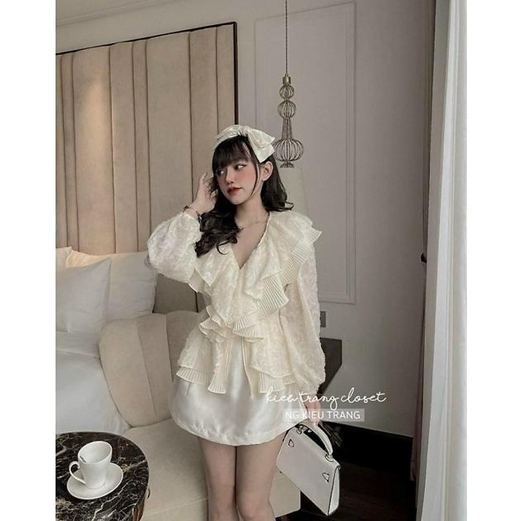 SET ÁO REN BÈO TAY DÀI + CHÂN VÁY TAFTA