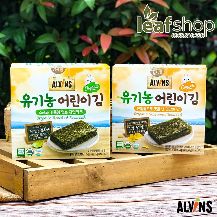 Rong biển hữu cơ cán dẹt ăn liền và tách muối cho bé Alvins