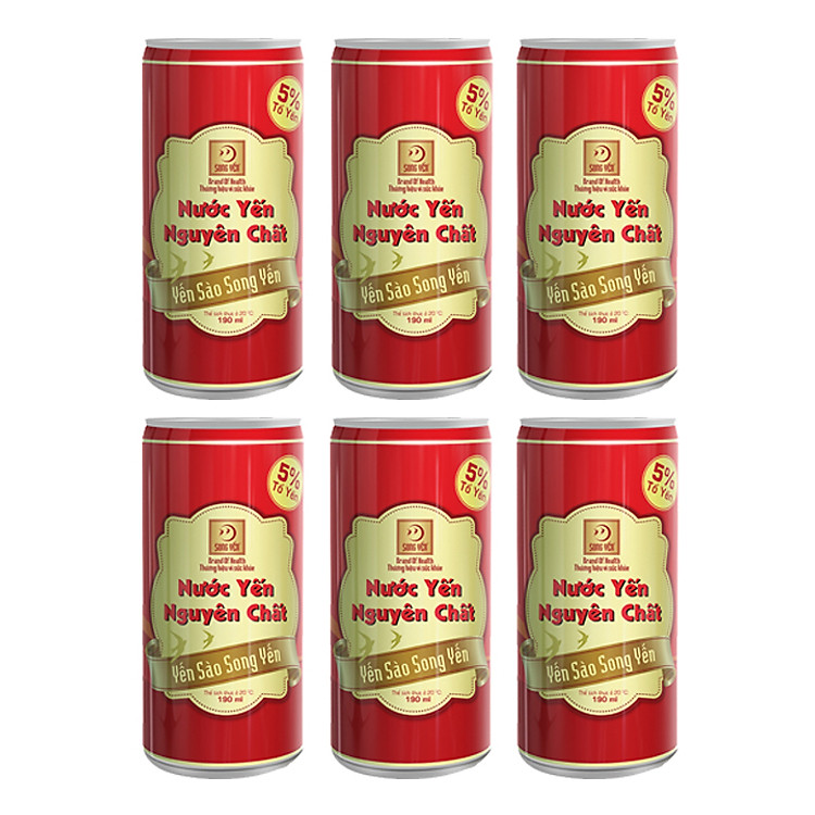 Combo 6 Lon Nước Yến Nguyên Chất Song Yến 190ml