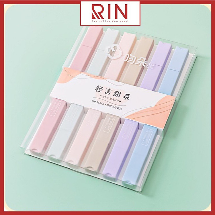 Bộ Bút Highlight Dạ Quang Pastel 2 Đầu (6 chiếc) - Ảnh 2