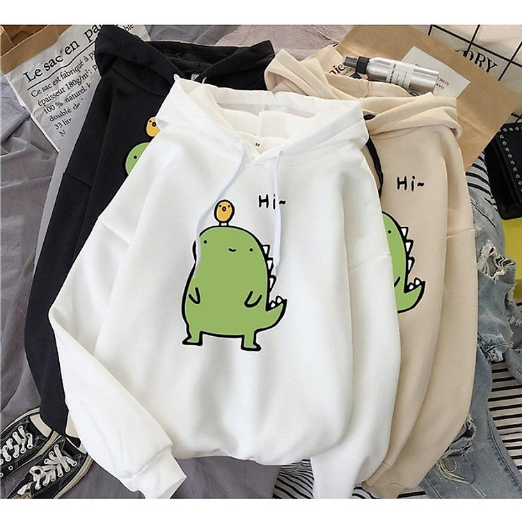 ÁO KHOÁC HOODIE UNISEX FORM RỘNG KHỦNG LONG HI CUTE DỄ THƯƠNG
