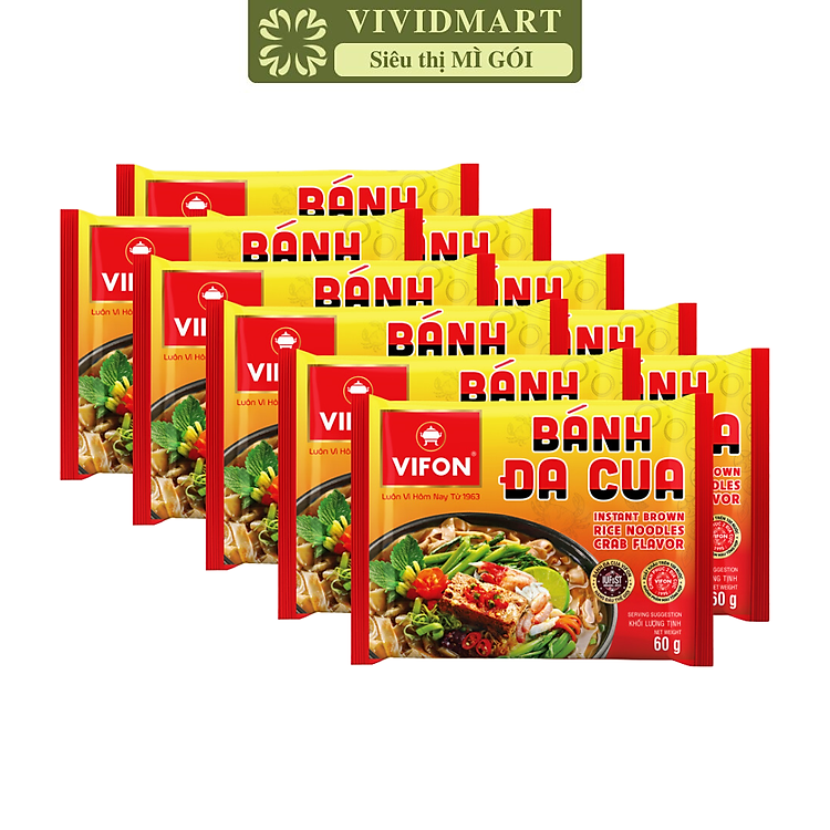 VIFON - Bánh đa Vifon hương vị cua, bánh đa cua Vifon, bánh đa Vifon vị cua, bánh đa Vifon ăn liền (60g/gói)