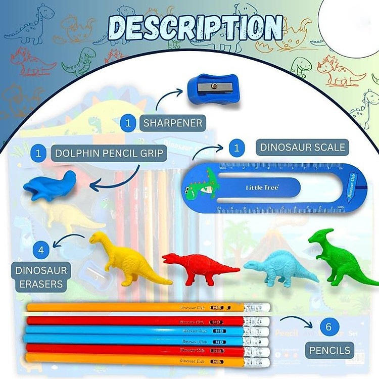 Bộ Dụng Cụ Học Tập Khủng Long Dinosaur Club (13 chi tiết) - Ảnh 4