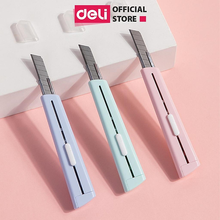 Dao Rọc Giấy Bỏ Túi Lưỡi SK5 Nusign Deli (Màu xanh dương)