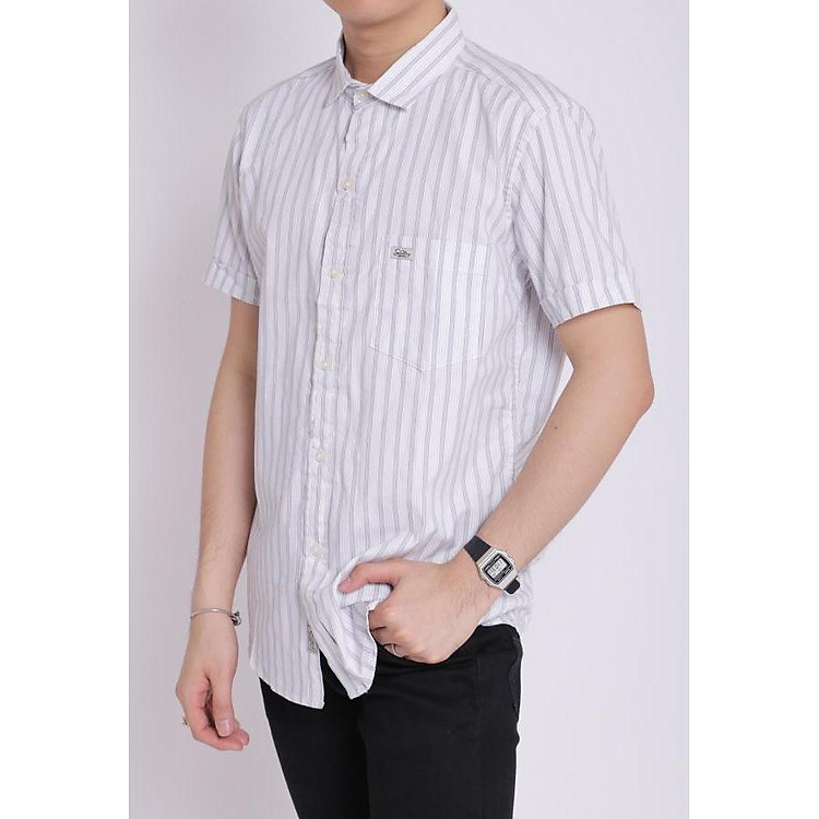 Áo sơ mi nam sọc trắng lớn ngắn tay SB03