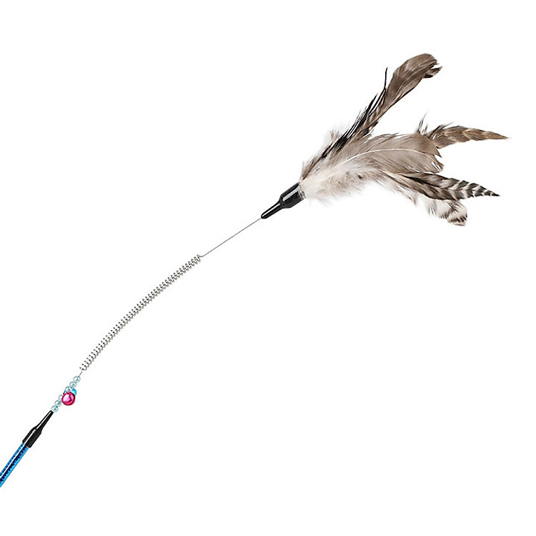 Gậy vờn mèo lò xo gắn lông vũ 55cm