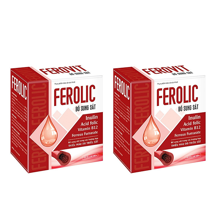 Combo 2 Hộp FEROLIC Bổ Sung Sắt, Acid folic, Vitamin B12 Cho Người Thiếu Máu