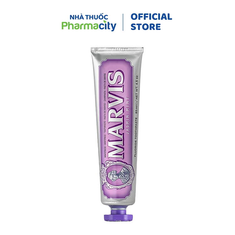 Kem Đánh Răng Marvis Jasmin Mint Vị Hoa Nhài & Bạc Hà hỗ trợ sạch mảng bám & khử mùi hôi miệng (85ml)