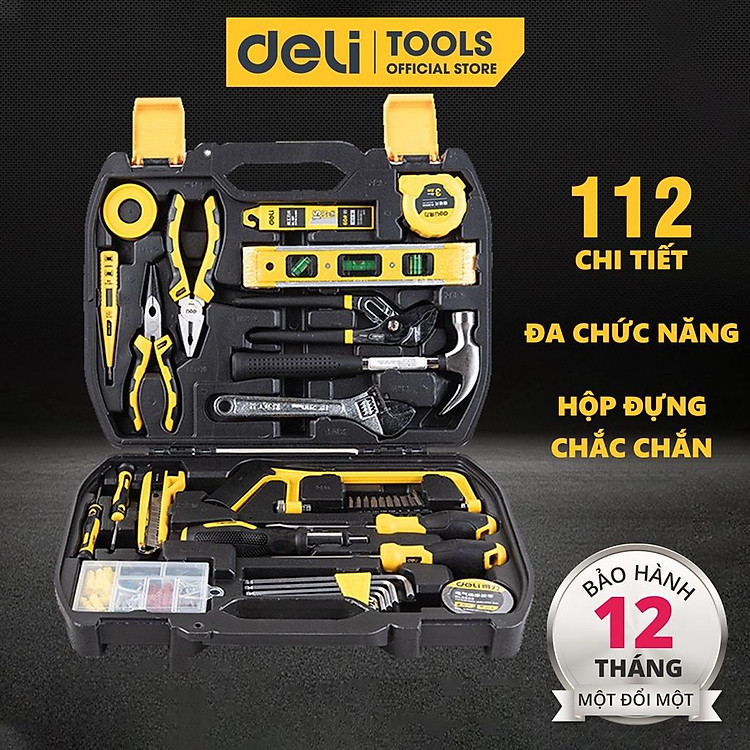 Bộ Dụng Cụ Sửa Chữa Đa Năng 112 Chi Tiết Deli Cao Cấp Chính Hãng - Phù Hợp Cho Mọi Mục Đích Sửa Chữa - DL5965