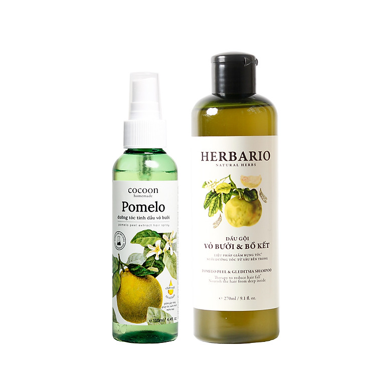 Combo dầu gội bưởi Herbario (270ml) + Xịt bưởi Pomelo (130ml) nuôi dưỡng tóc