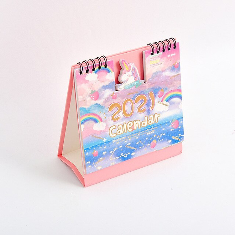 Lịch Để Bàn 2021 Siêu Dễ Thương Để Bàn Làm Việc Học Tập Tặng Kèm Sticker Trang Trí