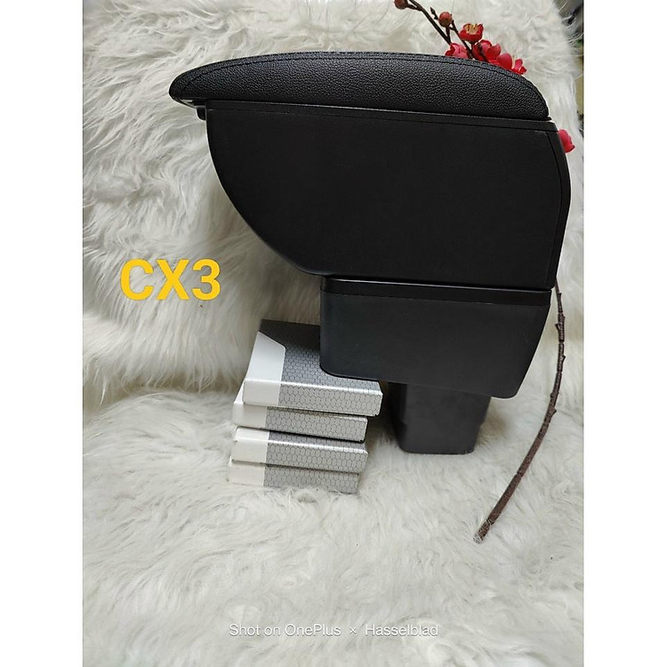Hộp Tỳ Tay, Bệ Tỳ Tay Xe Mazda 2 và xe CX3 từ 2016 đến 2021 Màu Đen, Có cổng USB tiện lợi lắp đặt dễ dàng