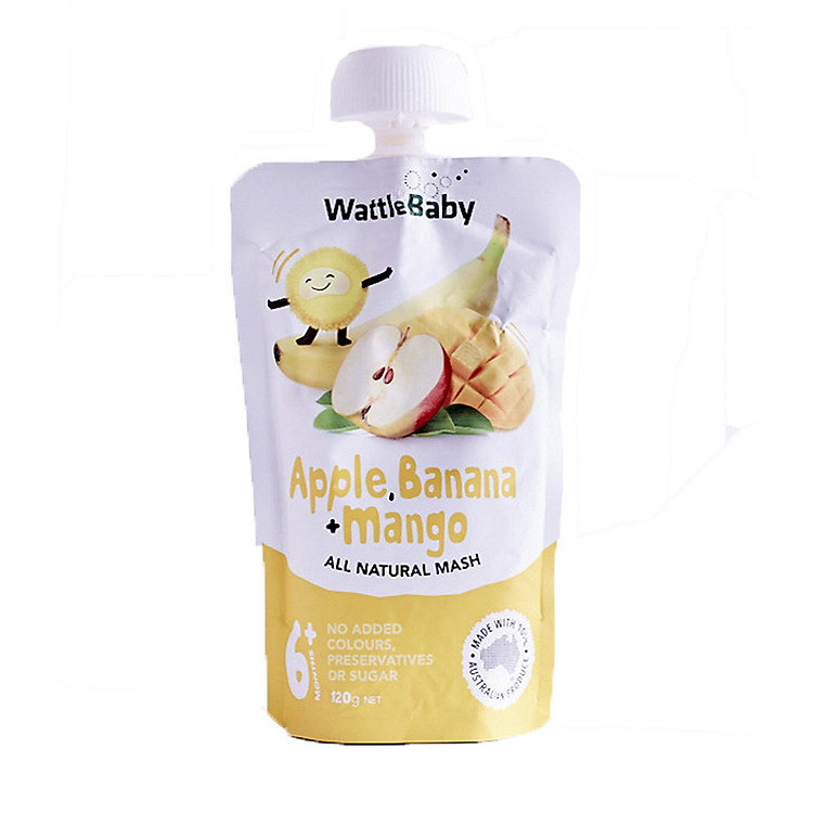 Wattle Health - Trái cây tự nhiên nghiền WattleBaby (Vị Táo, Chuối, Xoài) (Bột ăn dặm cho bé)
