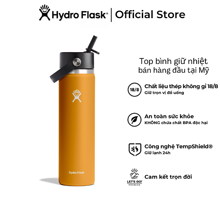 Bình Nước Giữ Lạnh Hydro Flask Wide Flex Straw Cap 24 oz (710ml) – W24BFS Hàng chính hãng(Season 2024)