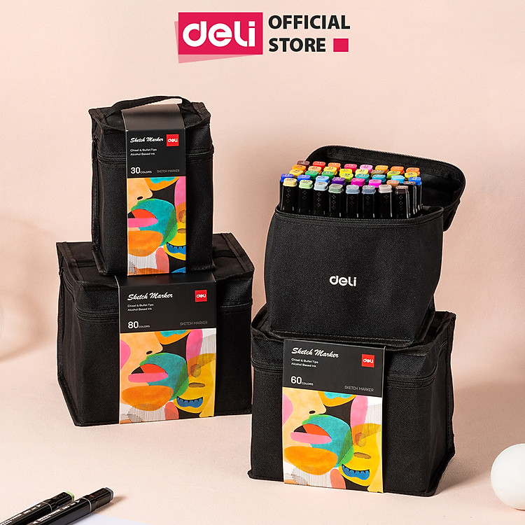 Bút Màu Marker Chuyên Nghiệp Deli (30/40/60/80 chiếc)