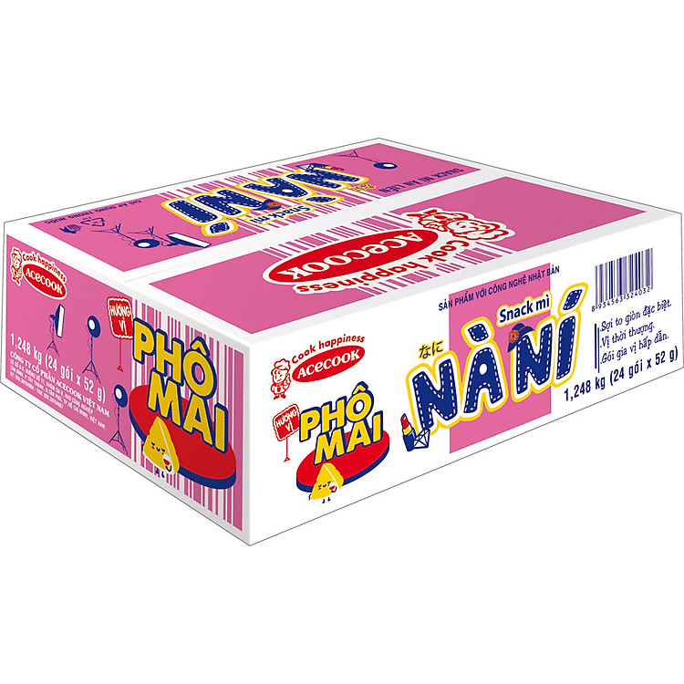 Thùng 24 Gói Snack Mì Nà Ní Hương Vị Phô Mai (52g)