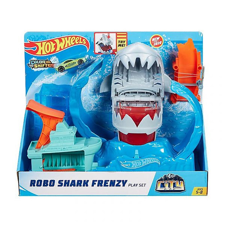 Bộ thử thách Hot Wheels city cá mập bay GJL12