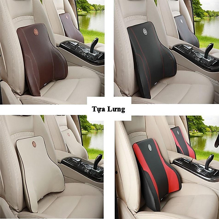 Gối tựa lưng ô tô cao su non đúc nguyên khối,bọc da cao cấp cho xe ô tô