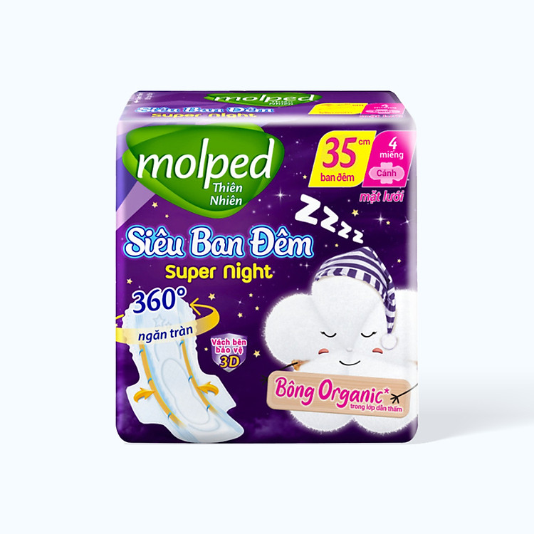 Băng vệ sinh Molped Bông Organic Tự nhiên mềm mại siêu thấm - Nhãn hàng Molfix công ty Hayat