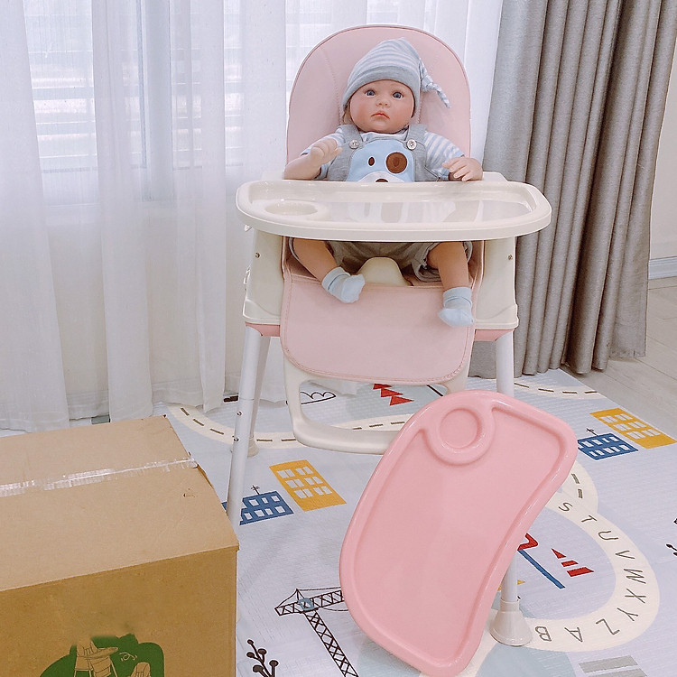 Ghế ăn dặm cho bé 3 nấc điều chỉnh độ cao, full đệm ghế, có bánh xe làm xe kéo cho bé