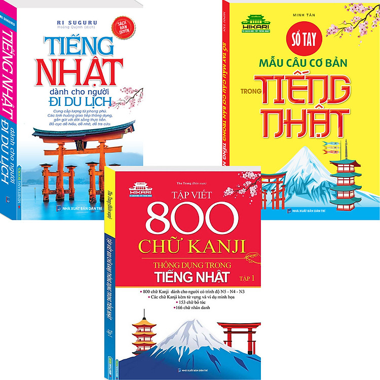 Combo 3 Quyển Tập Viết 800 Chữ Kanji Thông Dụng Trong Tiếng Nhật - Tập 1 + Sổ Tay Mẫu Câu Cơ Bản Trong Tiếng Nhật + Tiếng Nhật Dành Cho Người Đi Du Lịch
