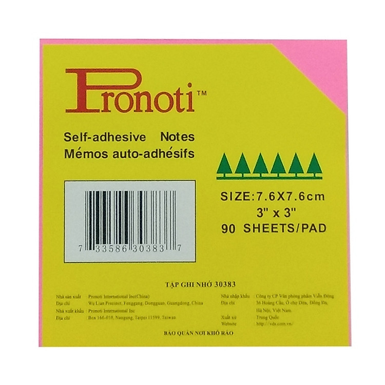 Giấy Note 3×3 Màu Dạ Quang (Màu Hồng)