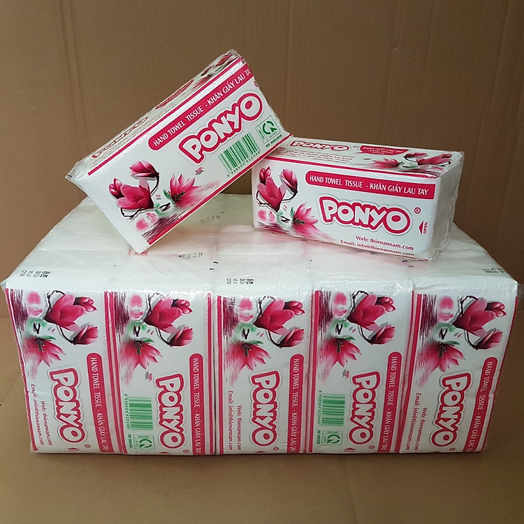 Cây (20 gói) khăn giấy rút lau tay 2 lớp PONYO (100 Tờ/ gói)
