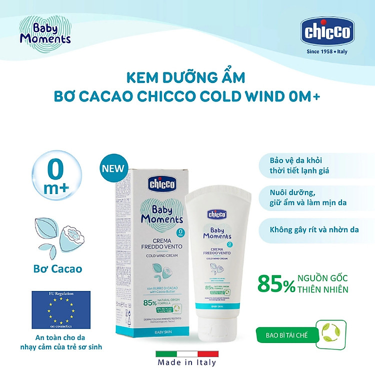 Kem dưỡng ẩm cho bé Chicco 100ml Chính hãng Giá tốt - Hình ảnh 2