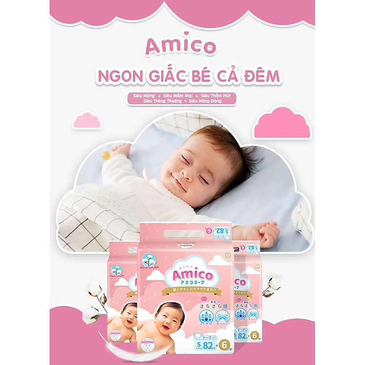 Tã dán Amico Nhật size M64+4 Chính hãng Giá rẻ - Hình ảnh 4