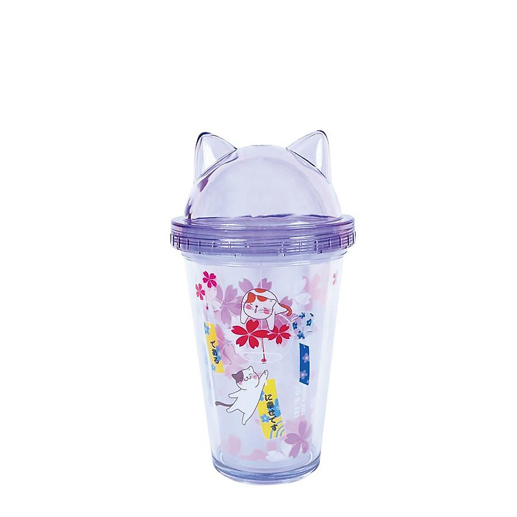 Ly Nhựa Clever Cup Mèo Hạnh Phúc Tím Chính hãng Giá tốt - Hình ảnh 3