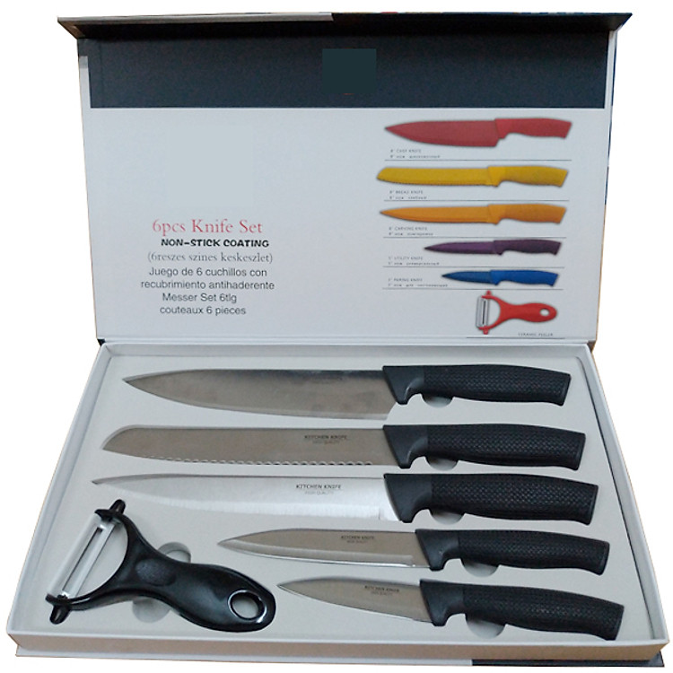 Bộ dao làm bếp 6 món cao cấp + Tặng 2 túi khử mùi tủ bếp Nhật Pháp
