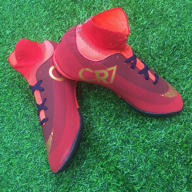 Giày Đá Bóng Cổ Cao Cr7 Sân Cỏ Nhân Tạo Khâu Full Đế
