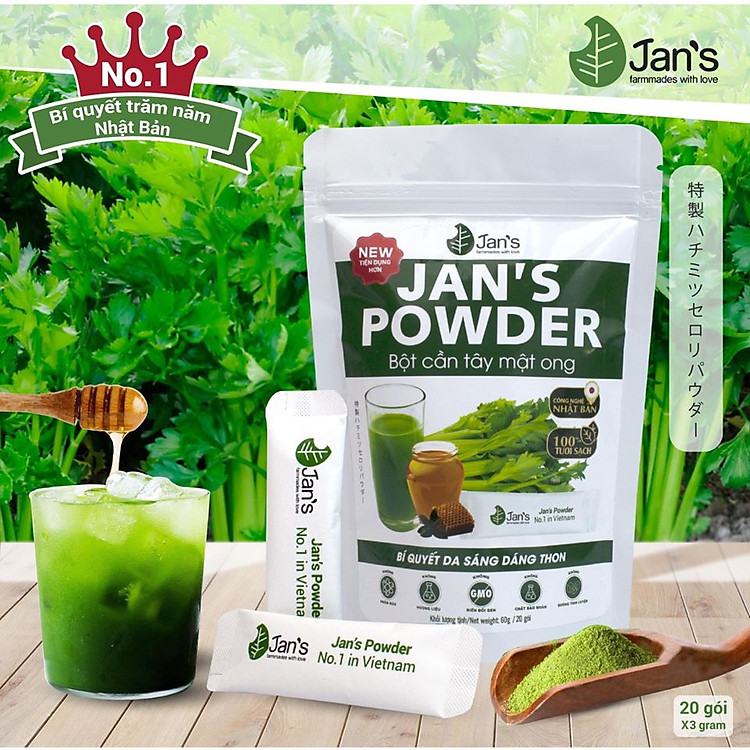 Bột Cần Tây Mật Ong Jan's mới 20 gói tiện dụng