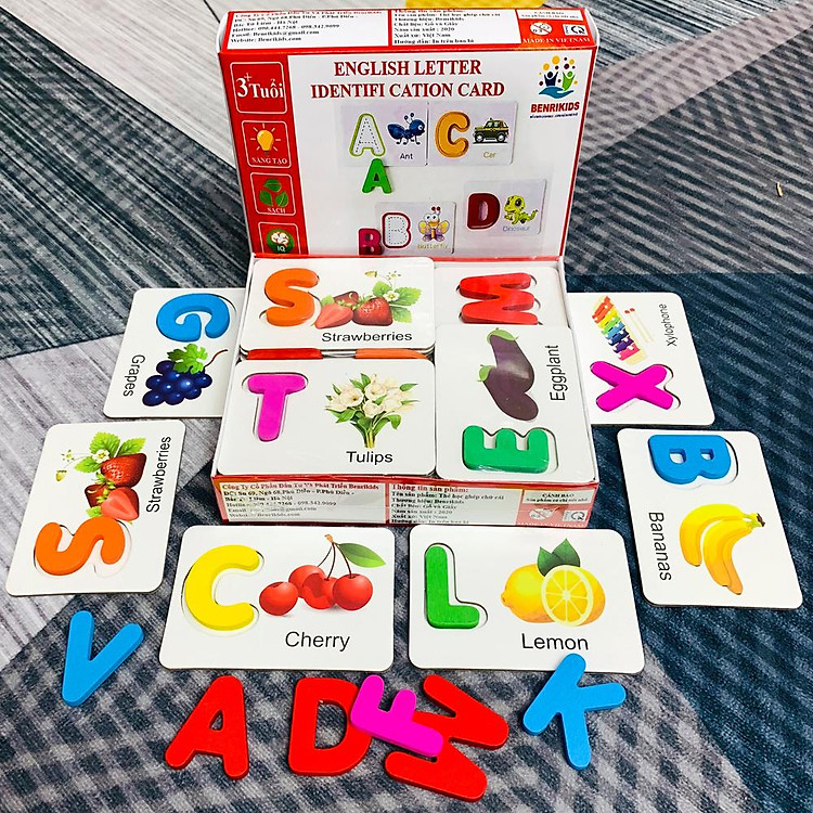 Hộp Thẻ Học Chữ Bằng Gỗ Giúp Bé Phân Biệt Các Màu Sắc Và Học Tiếng Anh
