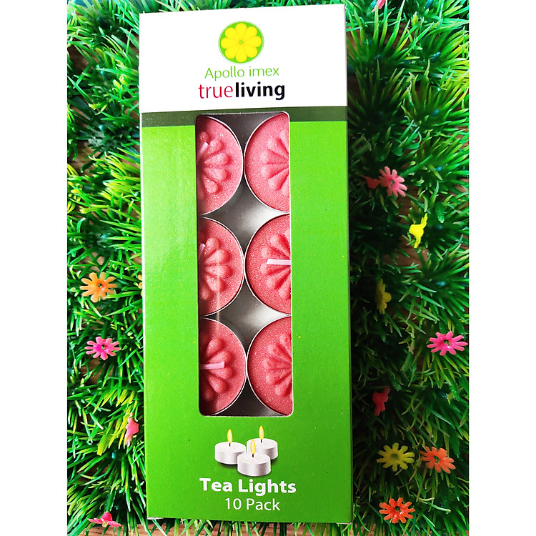 Nến tealight 10 viên màu đỏ không mùi dày 1.5cm cháy từ 4h-5h | Bio Aroma