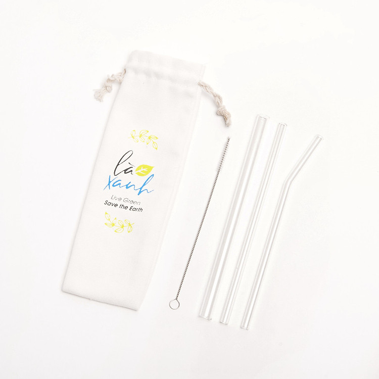 Túi Ống Hút Thủy Tinh - 1 Trà Sữa + 2 Cafe, Sinh Tố 8mm