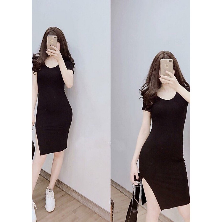 Váy body đẹp, Váy body cổ tim xẻ đùi, Váy body dự tiệc ( Nhiều màu)