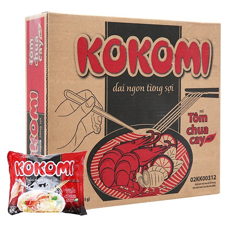 Thùng 30 Gói Mì Kokomi Tôm Chua Cay (65gr/Gói )