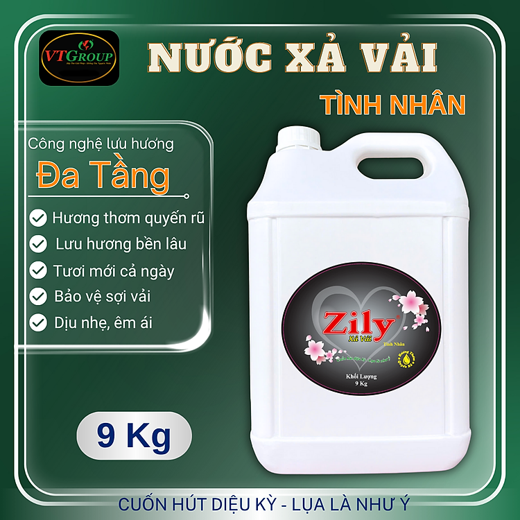 Nước xả vải Zily can 9Kg - Tặng 1 chai xịt thơm & làm phẳng quần áo Zily 100gr