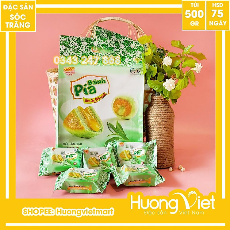Đặc Sản Sóc Trăng - Bánh Pía Kim Sa Trà Xanh Tan Chảy 480G, BáNh PíA TâN Huê ViêN Sóc Trăng Không Sầu Riêng