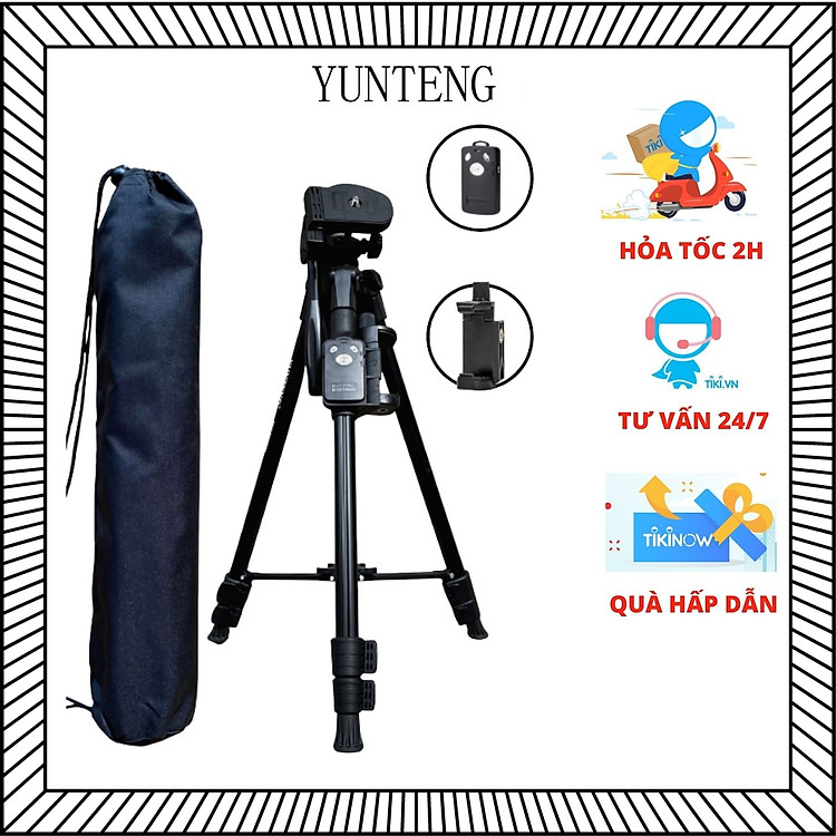 Tripod - Chân đế điện thoại, chân đế máy ảnh Yunteng VCT 5208 kiêm giá đỡ có remote Bluetooth điều khiển chụp từ xa